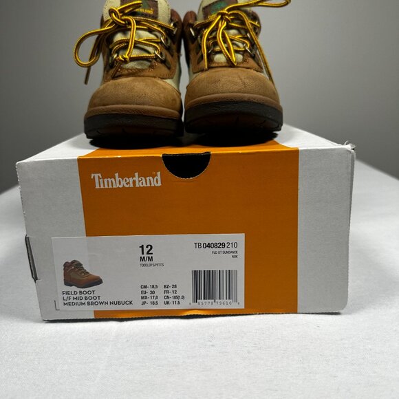 Timberland Lace Up Mid Field Boots Med Brown Nubuck Size 12 Toddler - Picture 5 of 6